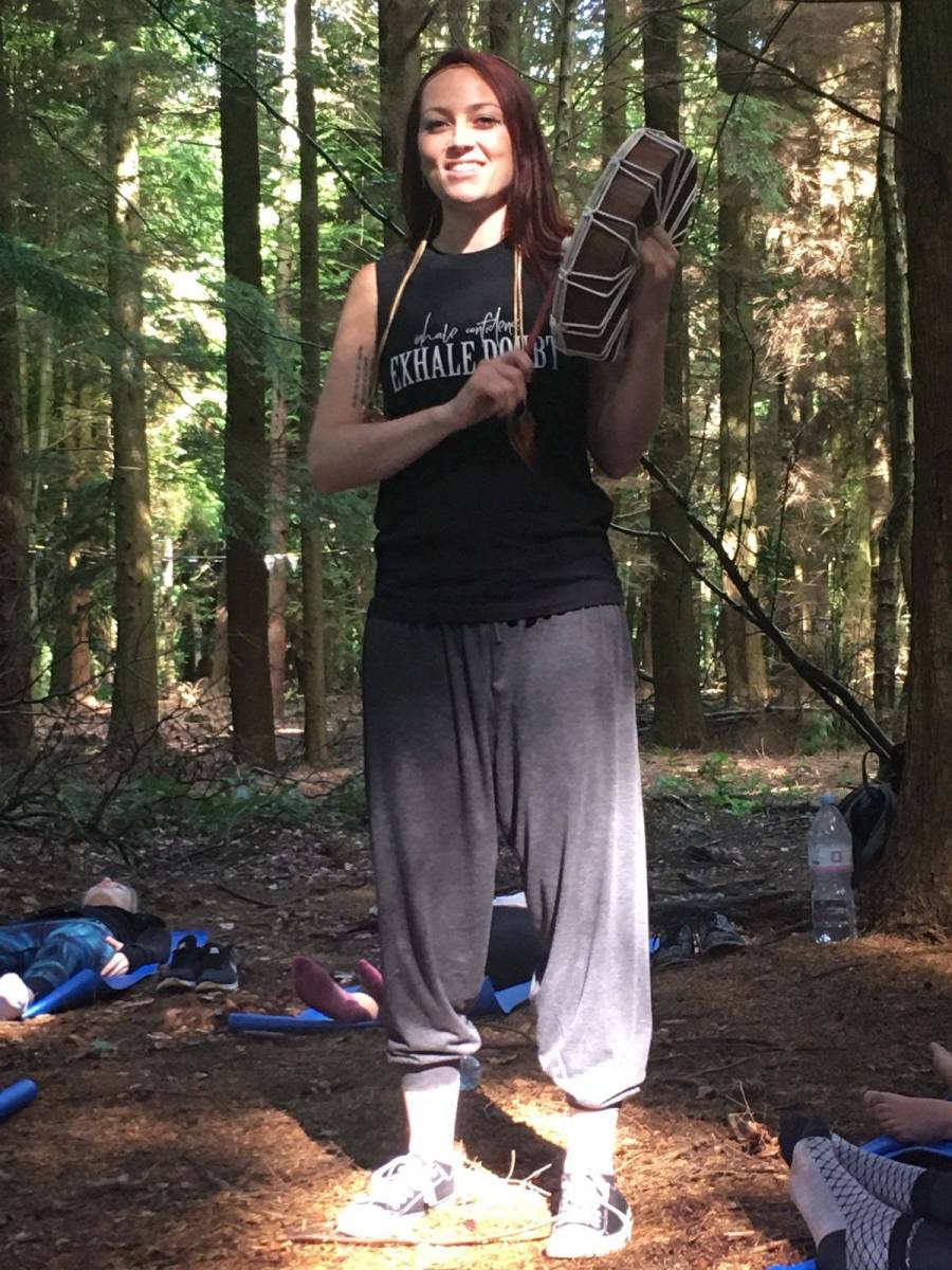 Drumming in the forest